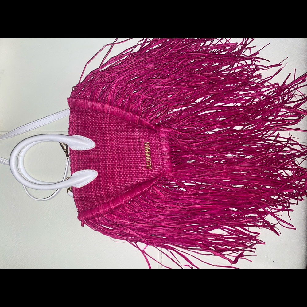 Jacquemus straw bag fushia